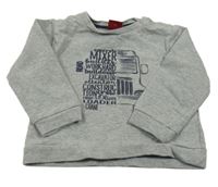 Šedá mikina s náklaďákem a nápisy S. Oliver