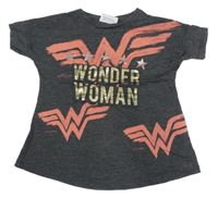 Tmavošedé tričko s potiskem - Wonder woman