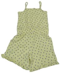 Citronový bavlněný kraťasový overal s kvítky George