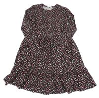 Černo-barevné květované šaty Primark