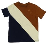 Hnědo-tmavomodro-béžové tričko River Island 