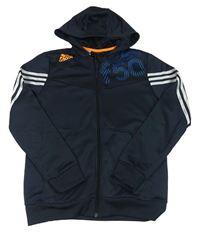 Tmavomodrá funkční sportovní propínací mikina s kapucí Adidas
