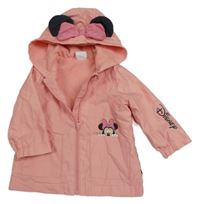 Lososová šusťáková podzimní parka s Minnií a kamarády a kapucí Disney