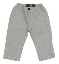 Bílo-modro-šedé pruhované plátěné kalhoty Ido