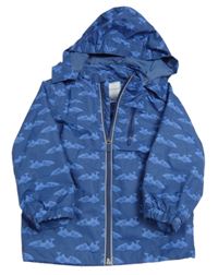 Modrá šusťáková jarní bunda s auty a odepínací kapucí Tchibo