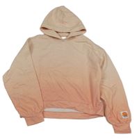 Světlerůžová ombré crop mikina s kapucí 