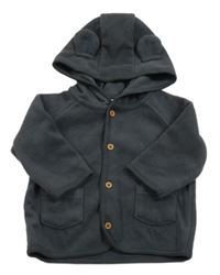 Tmavošedá fleecová propínací mikina s kapucí Next 