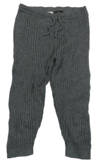 Šedé žebrované pletené kalhoty H&M
