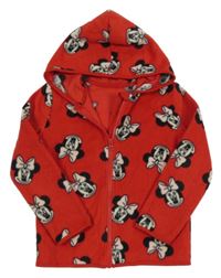 Červená fleecová propínací mikina s Minnie a kapucí George 