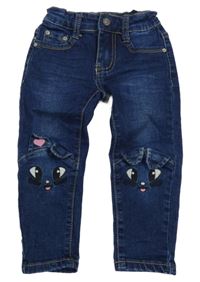 Tmavomodré rifle s kočkami 