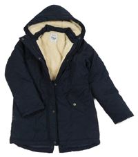 Tmavomodrá šusťáková zimní parka s kapucí Yigga