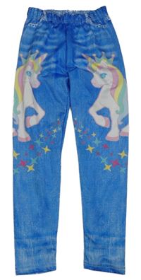 Modré legíny s jednorožci 