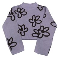 Levandulový crop svetr s květy H&M