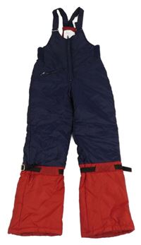 Tmavomodro-červené šusťákové laclové oteplovačky 