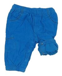 Modré manšestrové podšité kalhoty Topomini