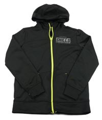 Černá propínací sportovní mikina s nápisem a kapucí Ergeenomixx