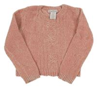 Světlerůžový žinylkový crop svetr Tommy Banana 