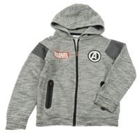 Šedá melírovaná propínací mikina Avengers s kapucí Marvel