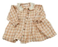 Starorůžovo-bílé kostkované košilové šaty s límečkem Mamas&Papas 