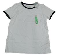 Nové - Bílé tričko s černými lemy Primark