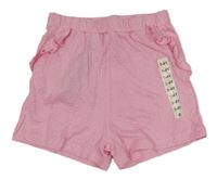 Nové - Růžové vzorované bavlněné kraťasy s volánky Dunnes