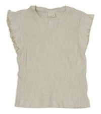 Bílé žebrované crop tričko s volánky Zara 