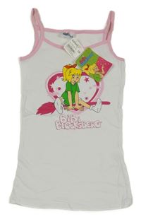 Nové - Bílo-růžový top s potiskem Bibi Blocksberg