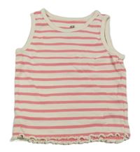 Smetanovo-růžový pruhovaný žebrovaný crop top H&M