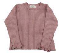 Růžový žebrovaný svetr zn H&M