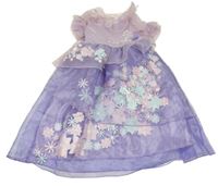 Fialovo-růžové organzovo/síťované šaty s kytičkami 