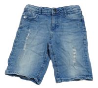 Svěltemodré riflové skinny kraťasy s prošoupáním Denim 