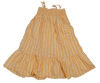 Oranžové plátěné žabičkové šaty H&M