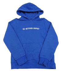 Modrá mikina s logem a kapucí G-Star RAW