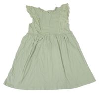 Světlezelenošedé bavlněné šaty s volánky H&M