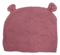 Růžová pletená čepice s oušky Dopodopo