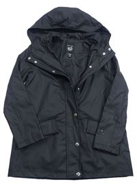 Černý nepromokavý podzimní kabát s kapucí New Look
