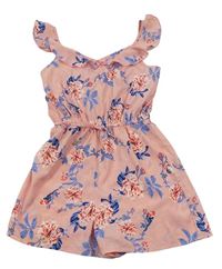 Světlerůžový letní overal s kytičkami a volánky zn. PRIMARK