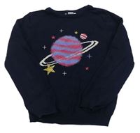 Tmavomodrý svetr s planetami PRIMARK