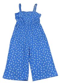 Modrý květovaný vzorovaný kalhotový culottes overal PRIMARK