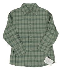 Nové - olivovo-khaki-šedá kostkovaná košile St. Bernard