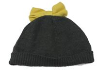 Tmavošedá čepice s mašlí