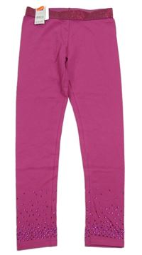 Nové - tmavorůžové legíny s flitry a třpytivým pasem St. Bernard