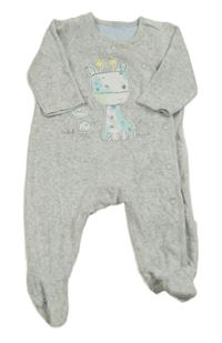 Světllešedý melírovaný sametový overal se žirafou Mothercare
