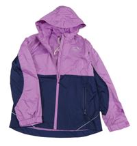 Fialovo-tmavomodrá šusťáková funkční jarní bunda s kapucí crane