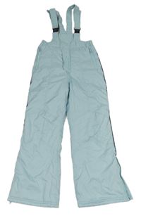 Světlemodré šusťákové zimní oteplovačky s kšandami 