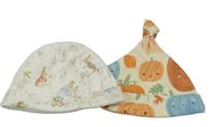 2x - Čepice - Smetanová s králíčky - Peter Rabbit morrisons, vanilková s dýněmi Tu