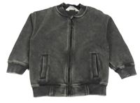 Tmavošedá šisovaná propínací mikina H&M