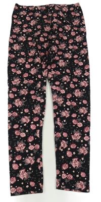 Černé legíny s růžemi YIGGA