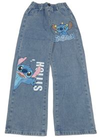 Modré wide leg rifle se Stitchem 