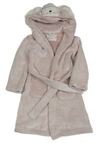 Světlerůžový plyšový župan s kapucí s čumáčkem F&F